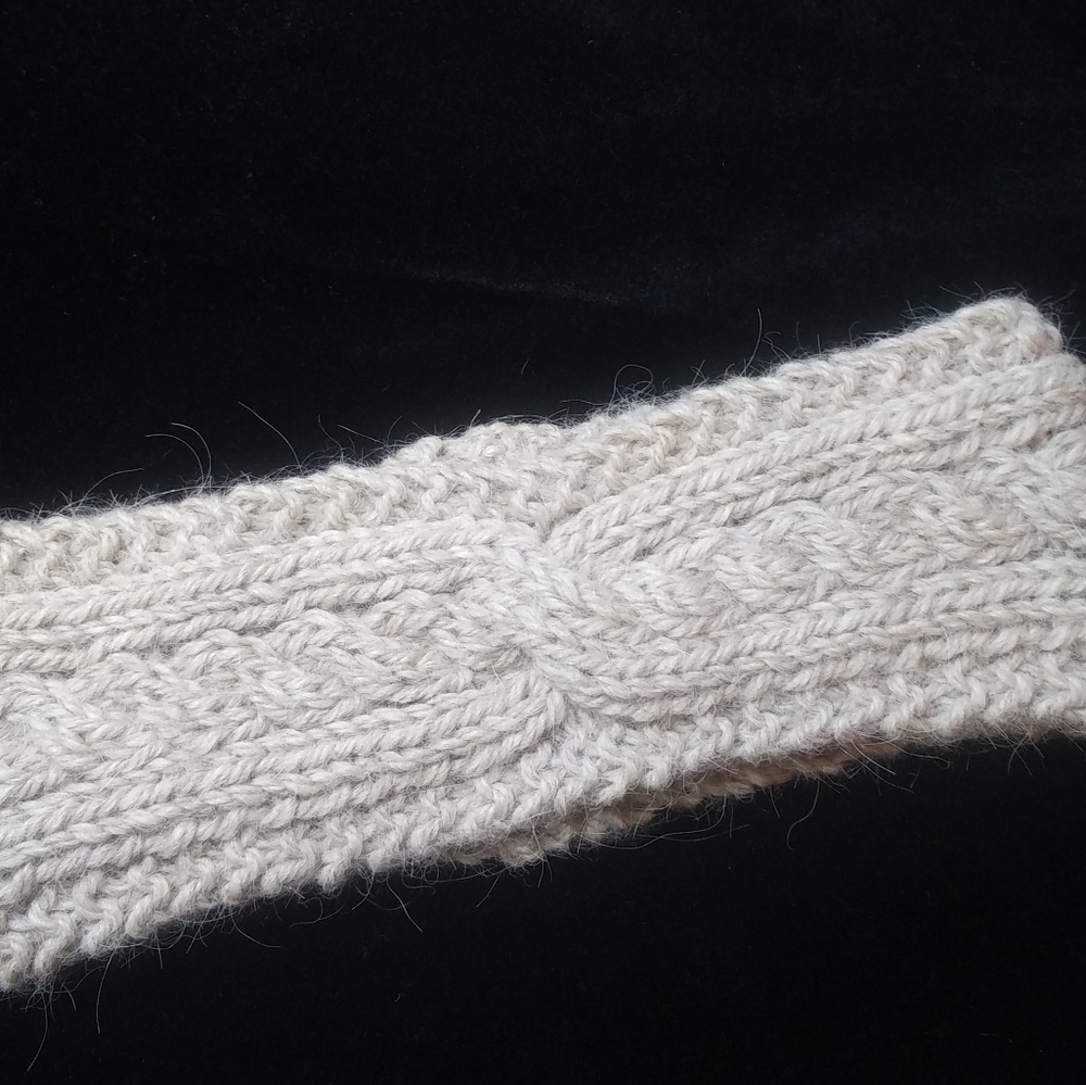 Cable Knit Headband, Natural Color, (Hand knit) Llama & Wool